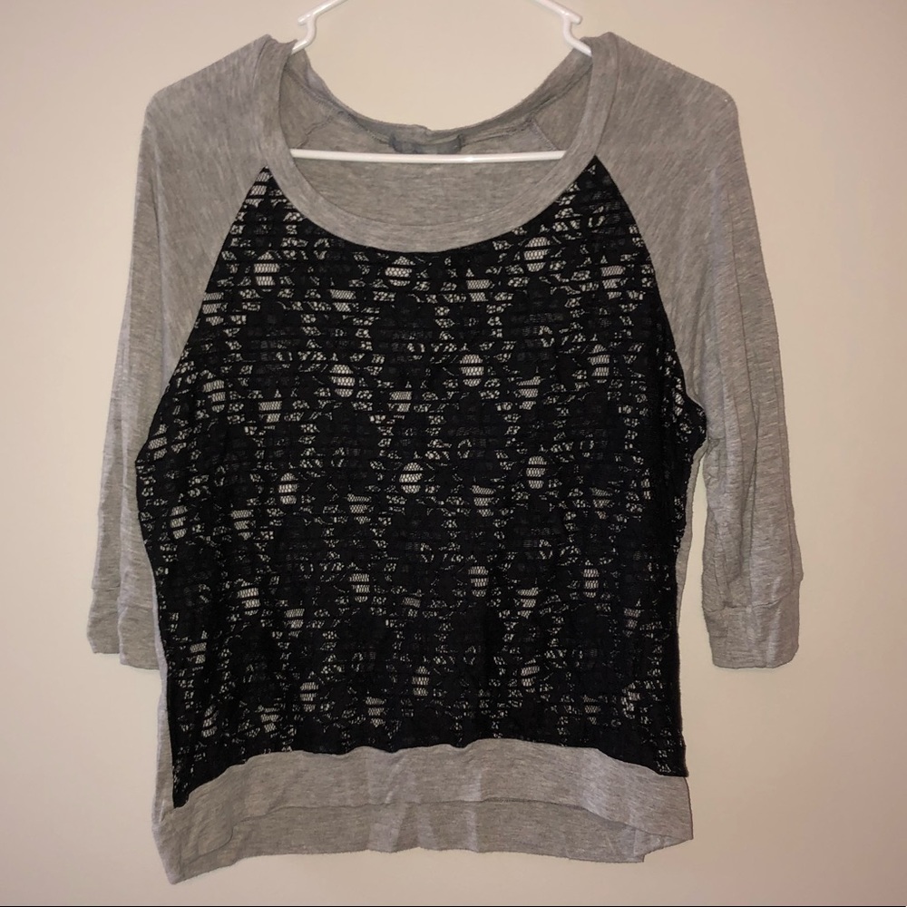 Gray and black lace shirt